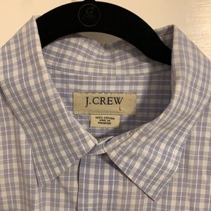 J crew ss button down shirt - light blue windowpane - large